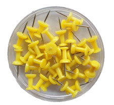 100 Yellow Push Pins Thumb Tacks for Map Chart Notice Bulletin Cork Board