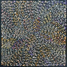 Roseanne Morton Petyar, Authentic Aboriginal Art.Size, 60 x 60cm. Medicine Leaf