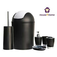 6pc Bathroom Accessories Set Bin Soap Dispenser Toothbrush Tumbler Toilet Brush