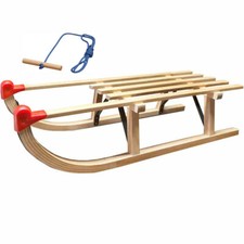 Wooden Sled Davos 90cm Traditional with Rope Toboggan Children's Sled