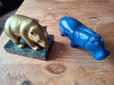 2 Animal carvings. Brass bear
