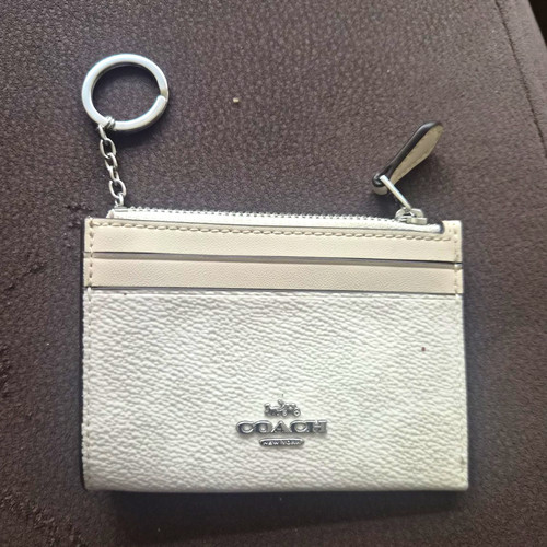 Coach white ivory leather zip - white,