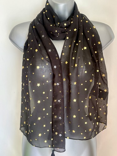 Avon black chiffon star scarf - star,