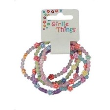 Girls Flower Bracelets Frosted Daisy Design Bangles With Beads Pack 5