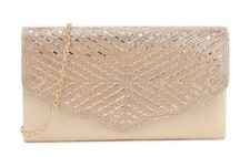 Women's Diamante Clutch Bag Evening Wedding Bridal Shoulder Chain Handbag New UK