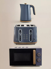 Navy Wood Kettle and 4 Slice