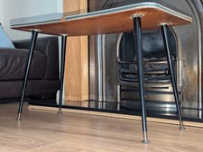 Vintage Mid Century Coffee Table 1960s Retro Brass Legs Abstract Top