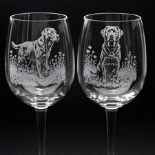 Labrador Dog Crystal Wine Glass - Hand Etched/Engraved Gift