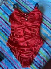 Panache Red Underwired, One-Piece Swimsuit. Size 40DD. 