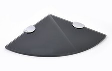 Glass Shelves Wall Mounted Toughened Black Corner Shelf Various Chrome Supports