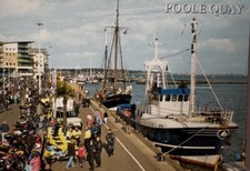 Poole Quay Harbour, Motor Bike Night & Tall Ship J Salmon Postcard Dorset