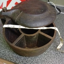 Antique Spice Masala Box Wooden Container Vintage Relics Heritage Kitchen Decor