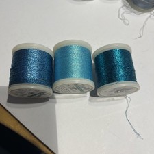 3 x Madeira Metallic Thread 200m blues 33, 37, 301