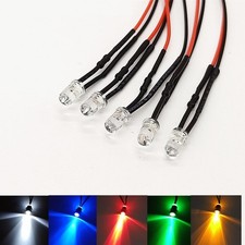 Candle Flicker 5mm 3V 5V 6V 9V 12V 24V 36V 48V Lens Wired LEDS Various Colours
