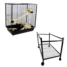 Rat Hamster Cage Plaza Large 3-Tier with Stand Optional - Black Small Pet Home