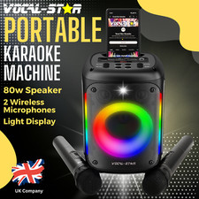Vocal-Star VS-275 Karaoke Machine Inc Bluetooth, Led Light Effects 2 Microphones