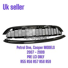 MINI Gloss Black 3 Piece Grill Kit R55 R56 R57 R58 R59 *ONE COOPER* 2007 - 2009