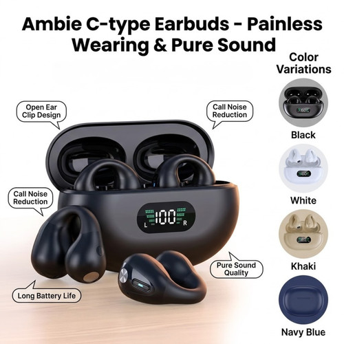 Wireless clip earbuds - on,