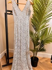 Quiz Silver Lace Maxi Dress