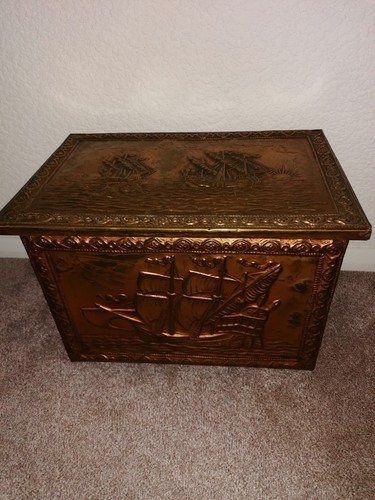 Vintage wooden brass embossed - vintage,