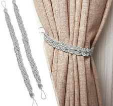 2 PCS Curtain Tie Backs Braided Satin Rope Curtain & Voile Tiebacks Holdbacks 