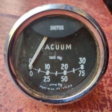 Smiths Vacuum Gauge - Classic Car Dashboard Meter  0-30 INS HG / 0-75 CMS HG