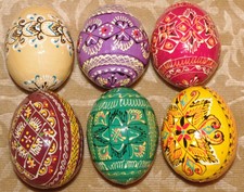 6 Hand Painted Wooden Pysanky