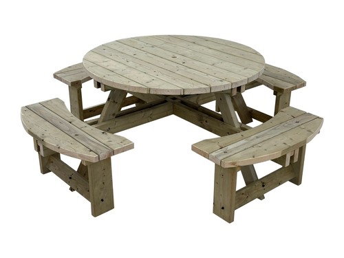 Wooden picnic table round - wooden,