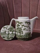 Royal Maddock England Teapot – Ultra Vitrified Green Transferware – Vintage Farm
