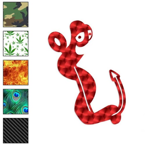 Fish hook worm vinyl decal - worm,,