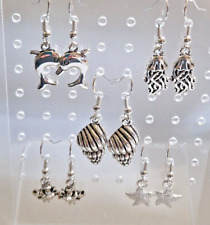 Sea ocean creature earrings on stamped 925 silver hooks, choose design, fun gift