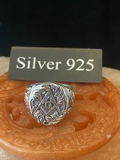 Silver masonic signet ring - masonic,