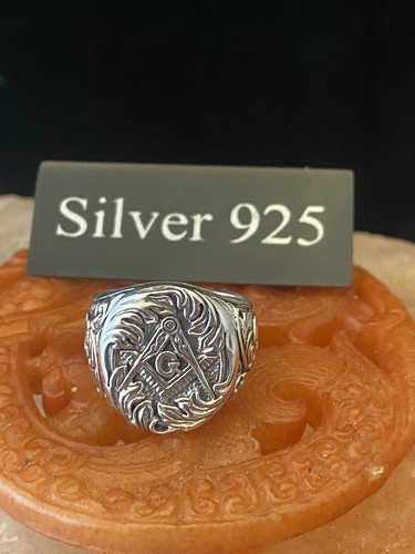 Silver masonic signet ring - silver,