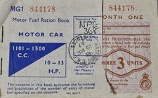 Motor Car Fuel Ration Book 1101 - 1500 C.C. 19 March 1957
