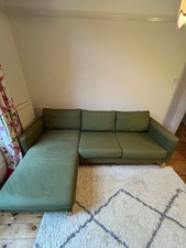 Green IKEA 3 seater Chaise Longue Sofa 