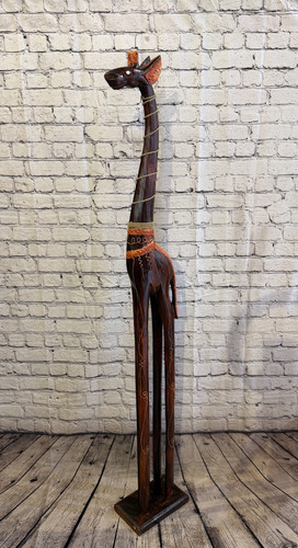 150cm brown wooden giraffe - brown,