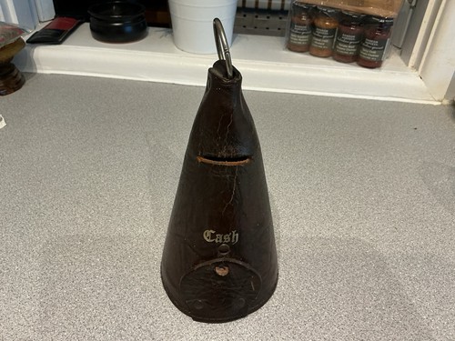 Antique leather conical coin - conical,