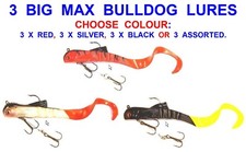 3 BIG MAX BULL DOG PIKE LURES COARSE SEA FISHING JIG HEAD JERK BAIT PLUGS SHADS
