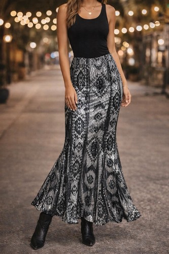 Black silver sequin - black, boho
