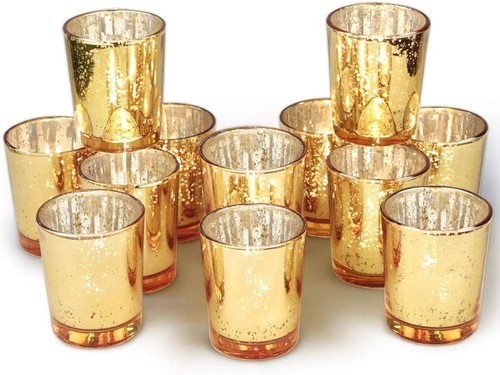 Navy and gold mercury glass - mercury,