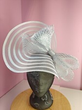 white silver bow fascinator