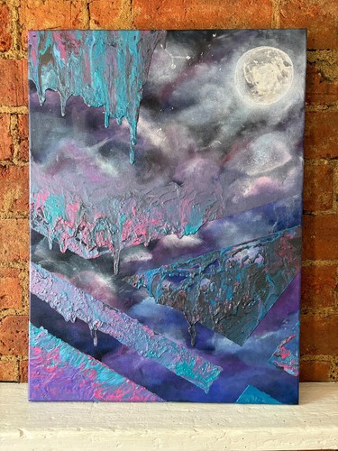 Moonlight blues mixed media - blues,