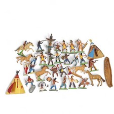 Britains Cowboys Wild West Figures Horses Teepees Canoe Totem Playset Bundle