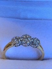 18ct Gold Triple Cluster