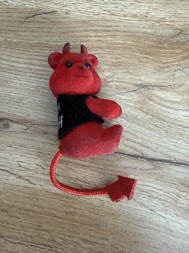 Vintage flocked red devil bear - vintage,