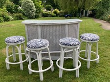 4 Bar Stools. Fabulous Boho Vintage Bamboo Cane White