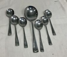 VINTAGE CHROME PLATE NICKEL SILVER DESSERT PUDDING FRUIT CUTLERY SPOON SERVING