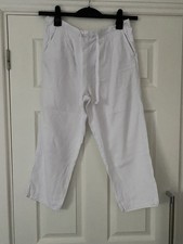 Ladies Linen Mix Cropped Trousers Size 14 M&S
