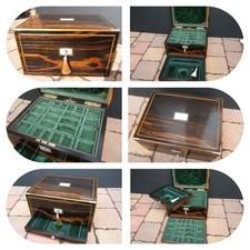 19c ANTIQUE COROMANDEL  INLAID JEWELLERY BOX -RING- NECKLACE-WATCH, BROOCH-