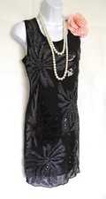 1920'S STYLE GATSBY VINTAGE LOOK CHARLESTON SEQUIN FLAPPER DRESS SIZE 10/12